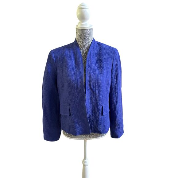 Jones New York Collection 12 Petite Linen Silk Jacket Blazer Purple Lagenlook - Picture 1 of 8
